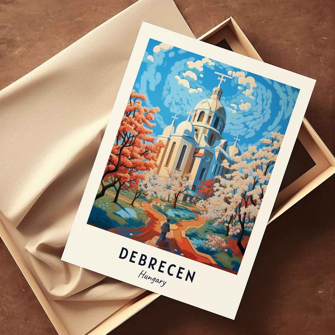 Debrecen Hungary Spring Blossom Cathedral Gardens Art Travel Poster - Image 3