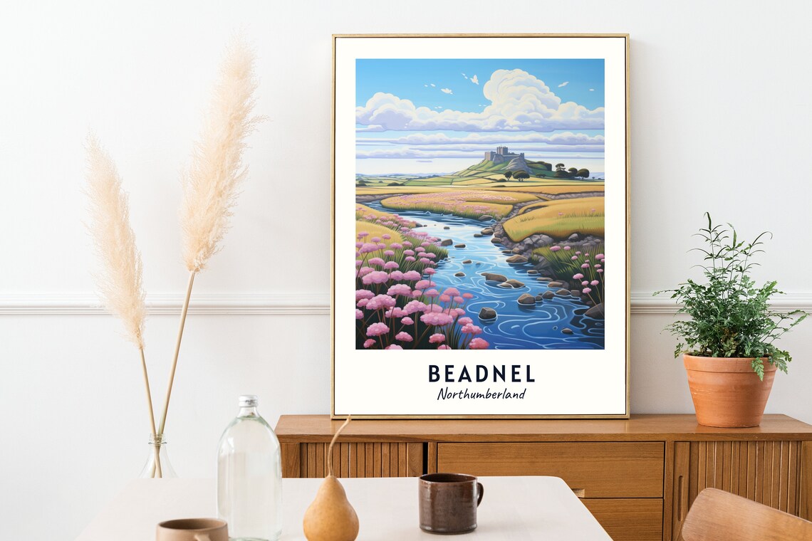 Beadnell Northumberland Blossom Valley Stream Countryside Scene Poster - Image 2