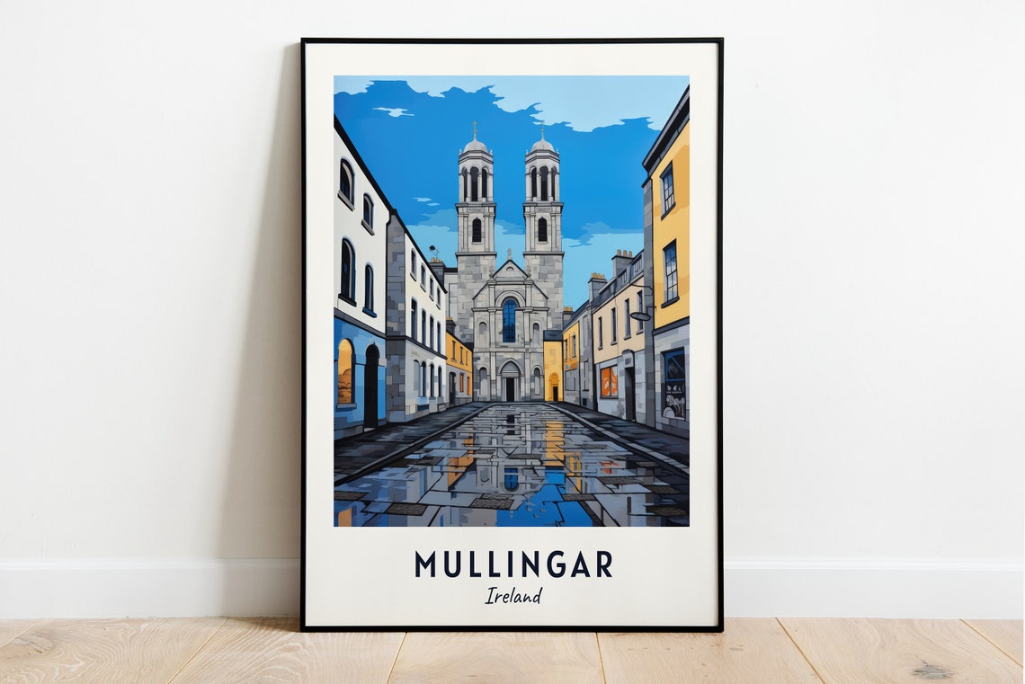 Mullingar Ireland Twin Spire Cathedral Street Scene View Poster
