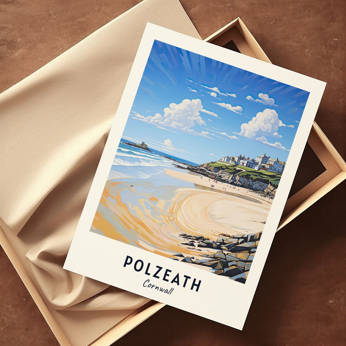 Polzeath Cornwall Sandy Beach Sunny Coastline Summer Travel Poster - Image 3