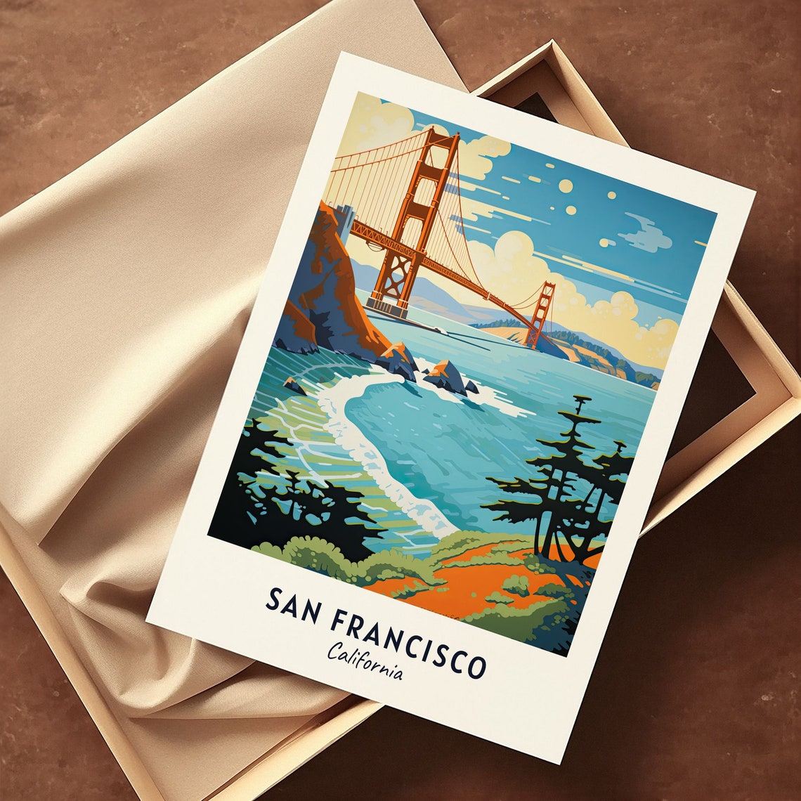 San Francisco California Golden Gate Bridge Coastal Cliffs Poster - Image 3