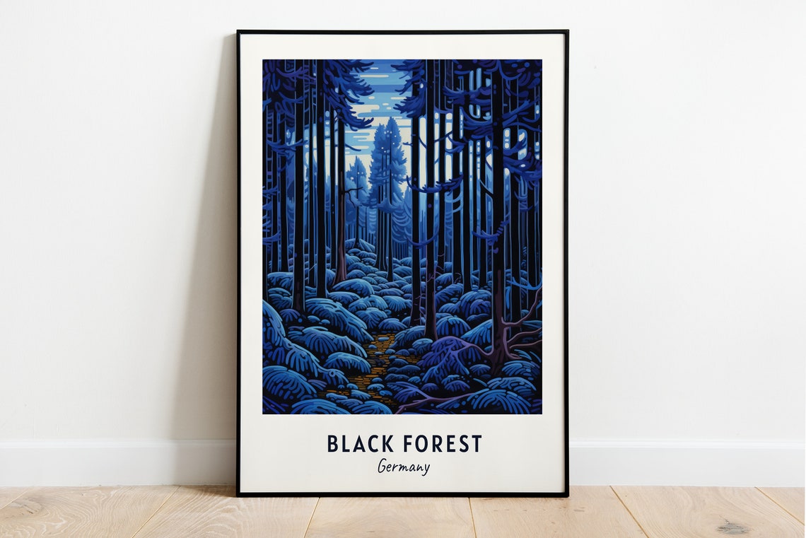 Black Forest Germany Blue Pine Forest Trail Evening Dusk Poster