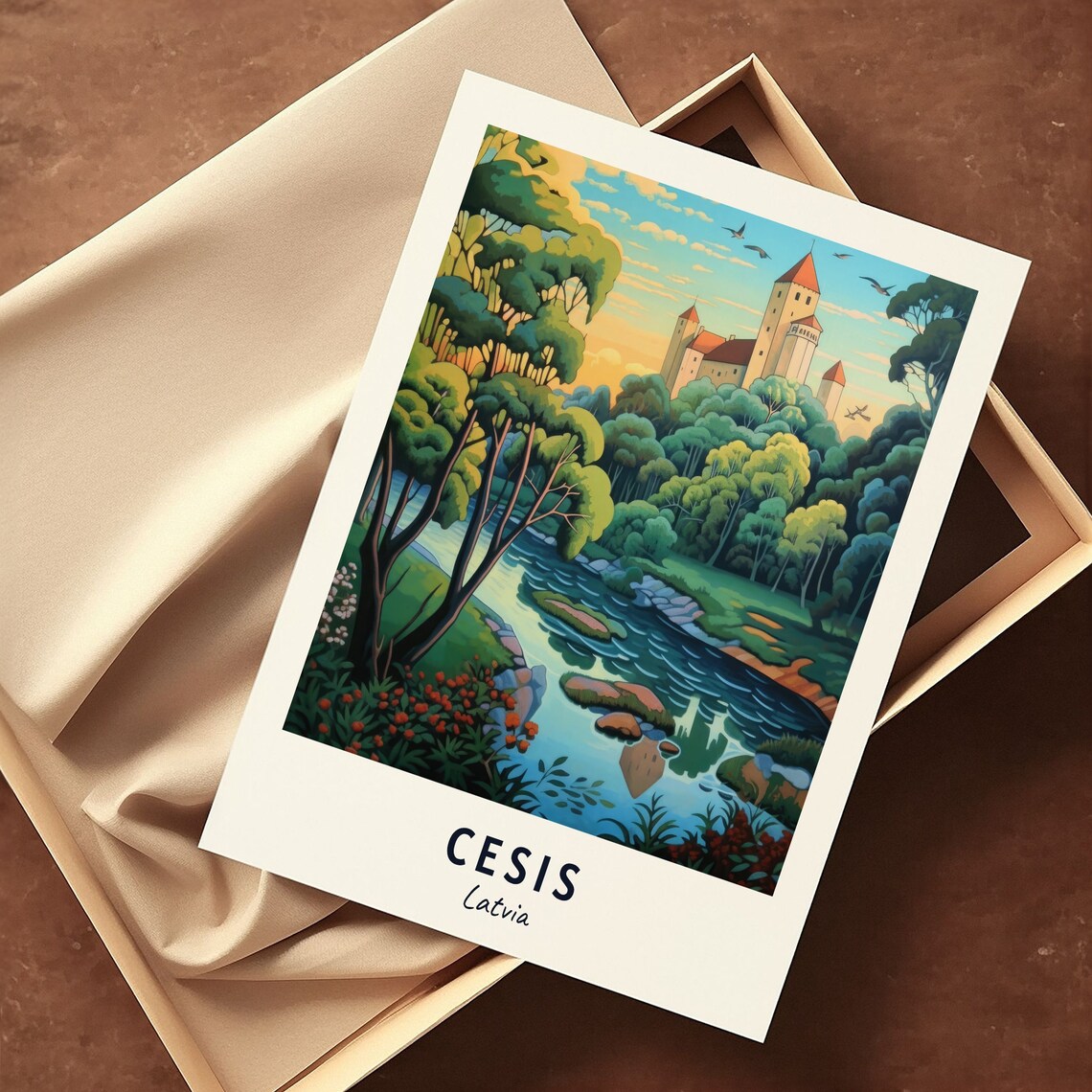 Cesis Castle Travel Poster, Cesis Latvia City Print - Image 3