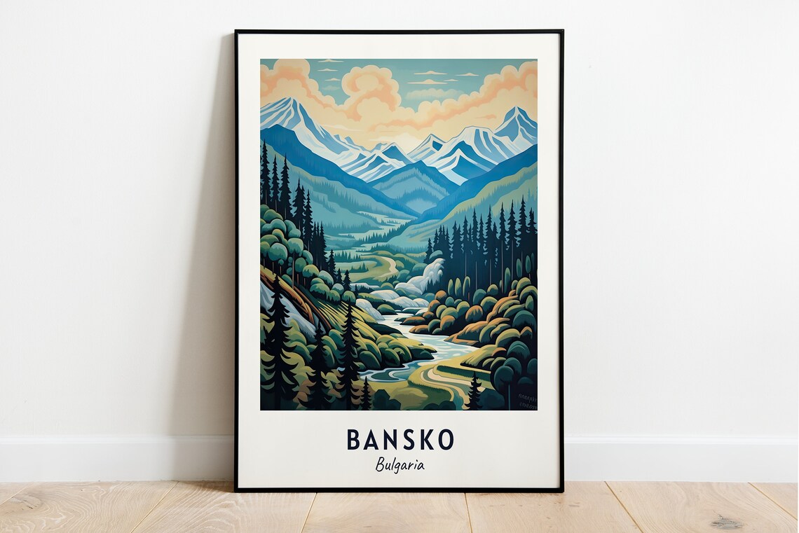 Pirin National Park Travel Poster, Bansko Bulgaria