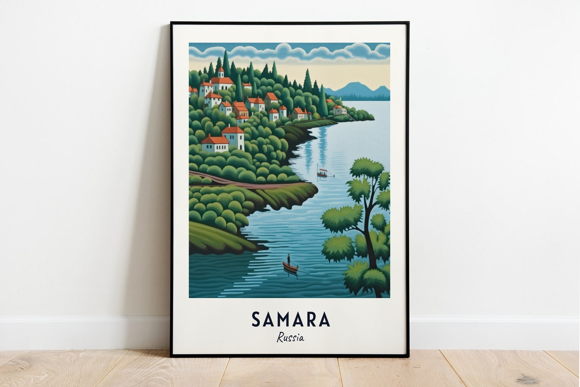 Volga River Embankment Travel Print Wall Art Samara Russia City Print Volga River Embankment Travel Gift Volga River Embankment Poster