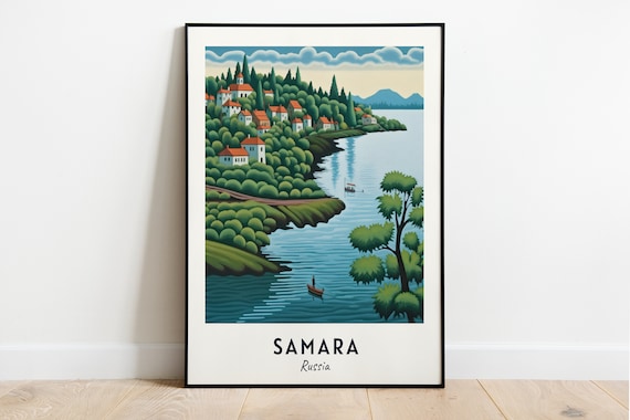 Samara Russia Volga Riverside Village Travel Poster Keepsake Art