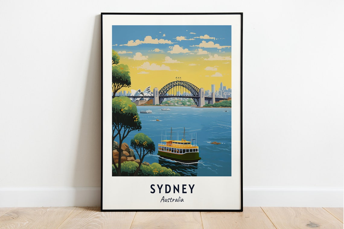 Sydney Australia Harbour Bridge Opera House Sunset Ferry Poster
