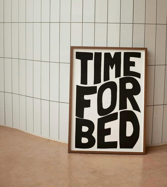 Time For Bed Wall Print Home Decor Cute Art Housewarming Gifts Bedroom Poster