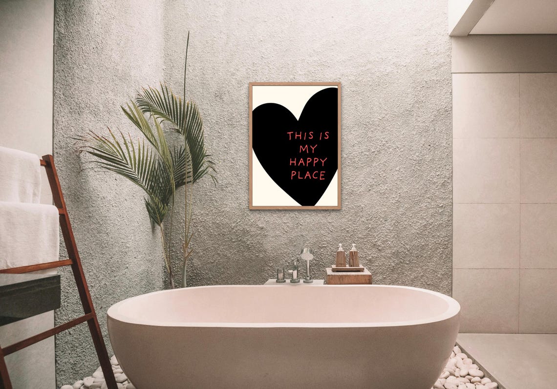 This Is My Happy Place Black Heart Modern Minimalist Decor Poster - Image 2