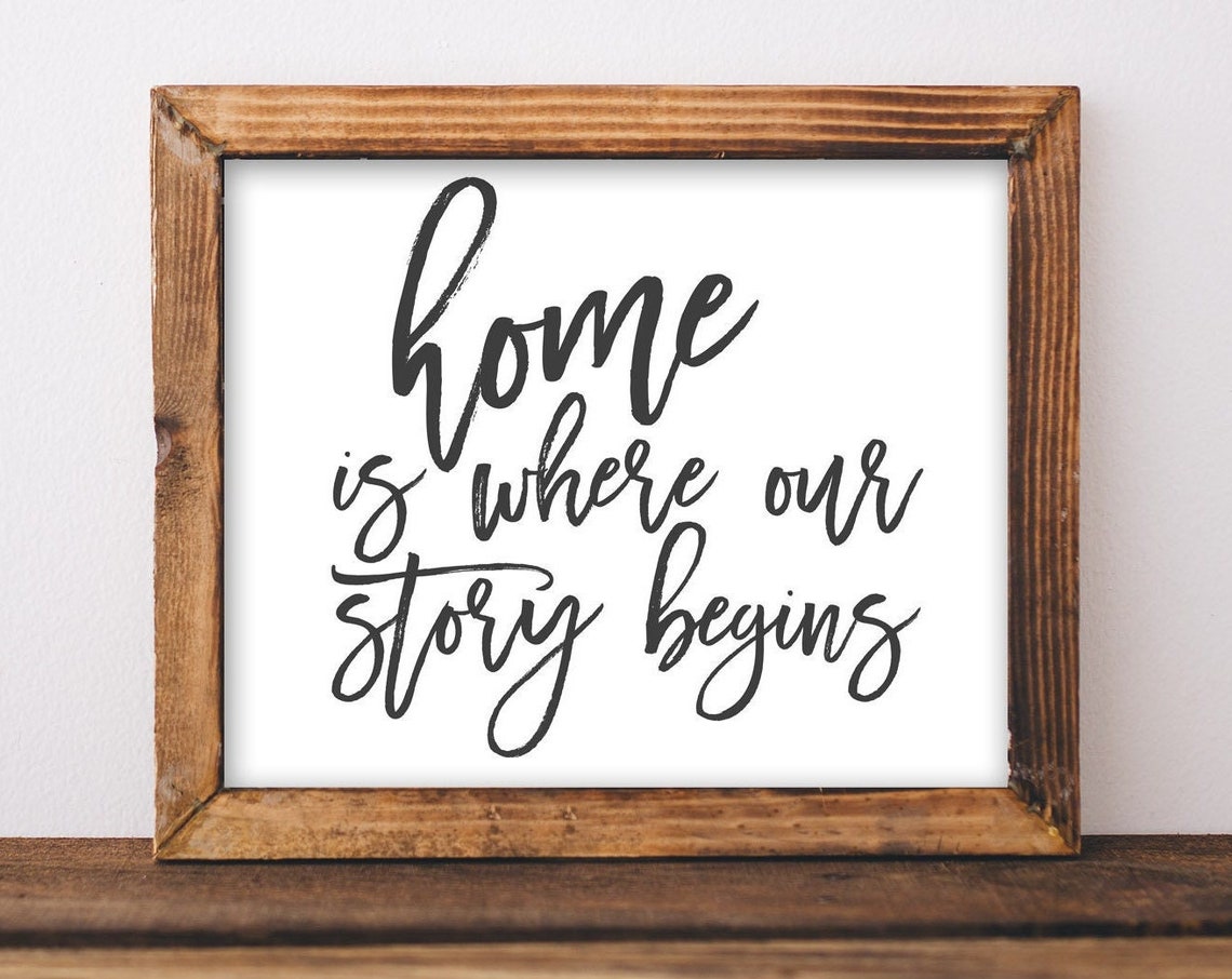 Home Is Where Our Story Begins Elegant Script Quote Art Poster