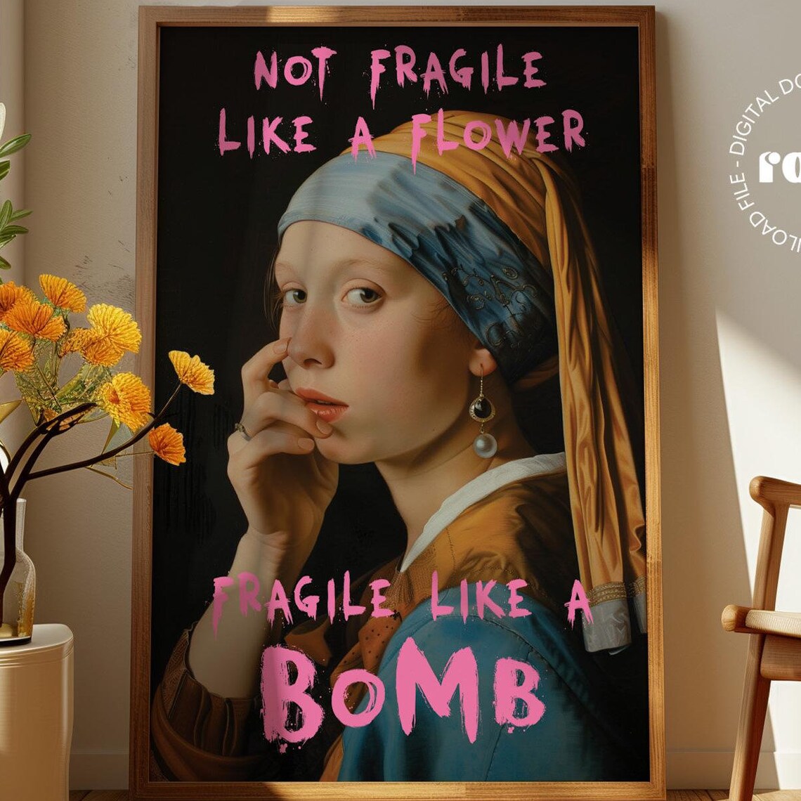Not Fragile Like A Flower Fragile Like A Bomb Feminist Art Poster