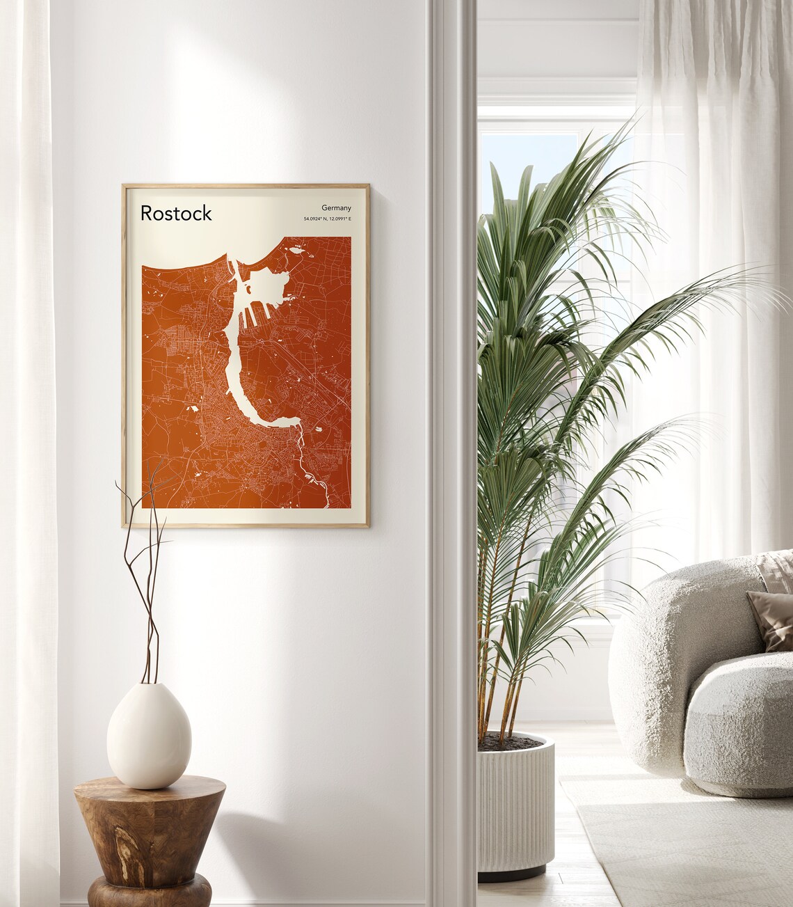 Bold Rostock Germany Teal and Cream Minimalist City Map Poster - Image 2