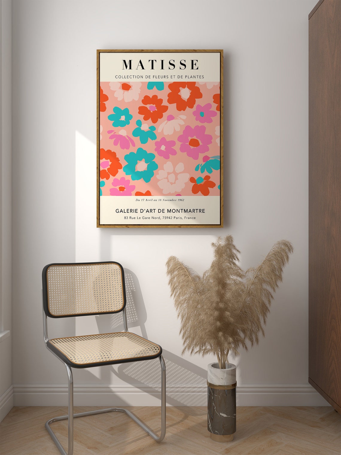 Matisse Flower Collection Coral Turquoise Floral Gallery Poster - Image 2