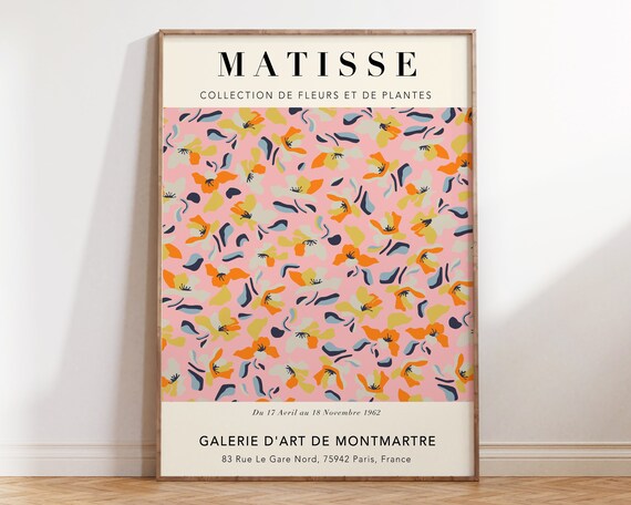 Floral Matisse Poster Pastel Flower Market Matisse Botanical Cut Outs Exhibition Poster Pastel Pink Floral Wall Art Print Mp054
