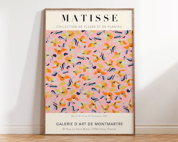 Matisse Pink Floral Cut Out Exhibition Poster Warm Botanical 1962