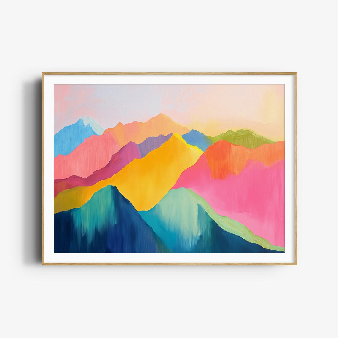 Colourful Layered Mountain Painting Vibrant Fauvist Peaks Poster - Image 4