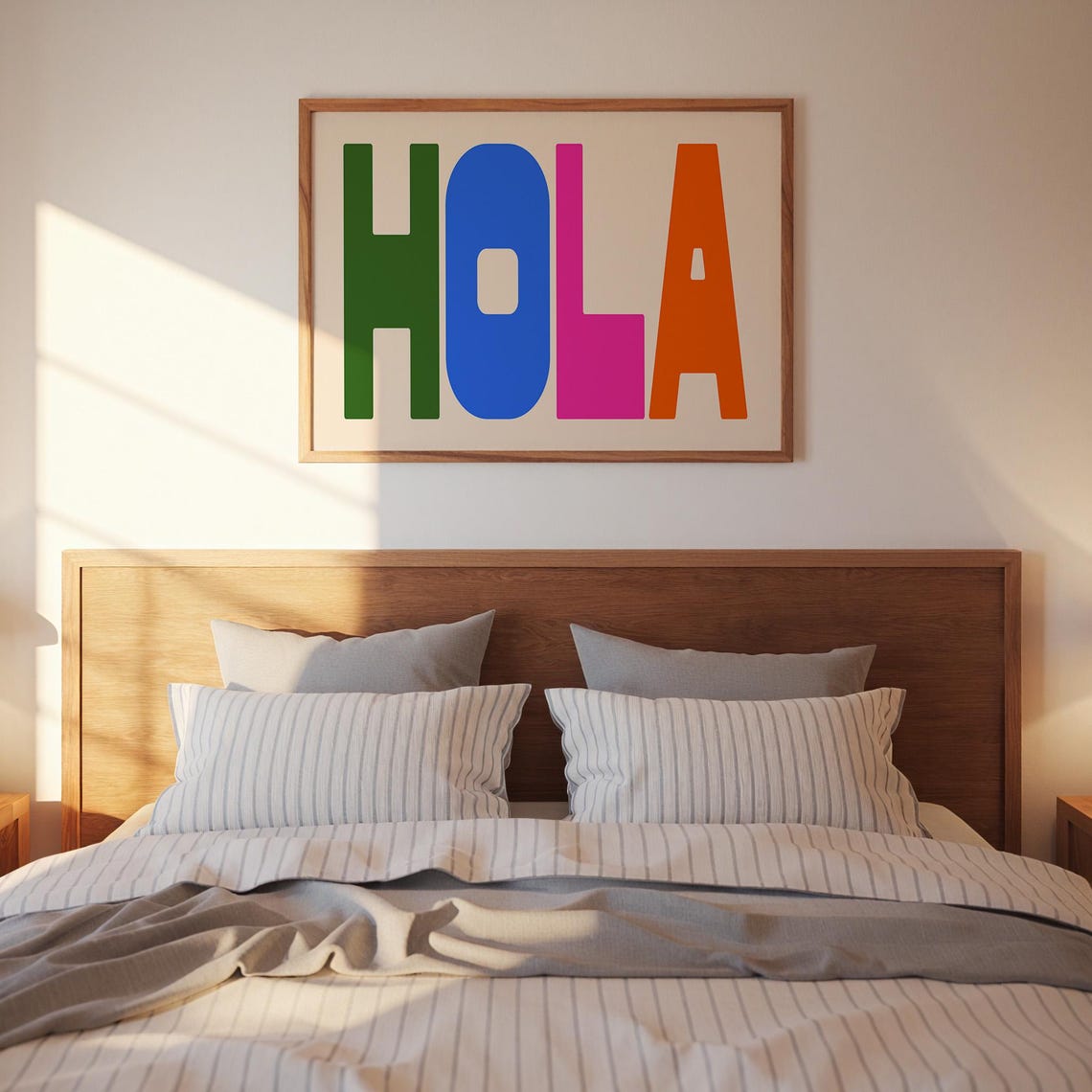 Hola Colourful Typography Art Bold Modern Rainbow Letters Poster - Image 3