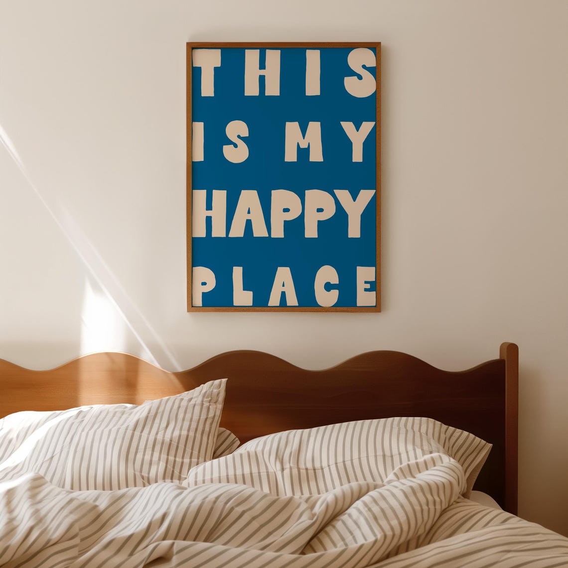 This Is My Happy Place Poster Blue Retro Typography Quote Wall Design - Image 3