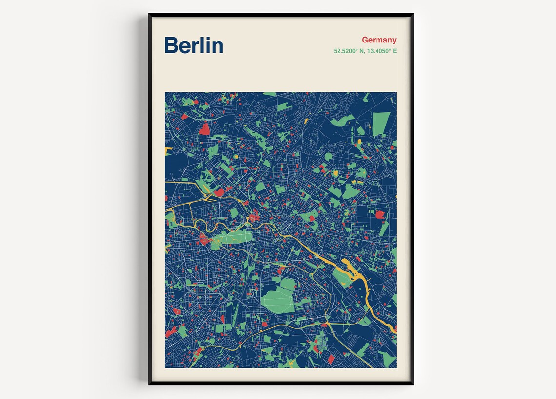 Berlin Map Print, Mid-Century Travel Poster - Image 2