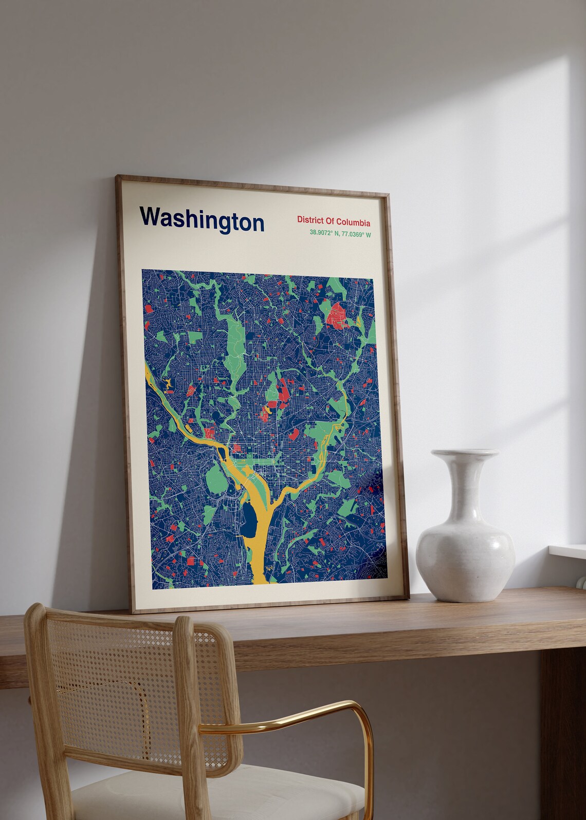 Washington DC Map Poster, Mid-Century Map Print - Image 2