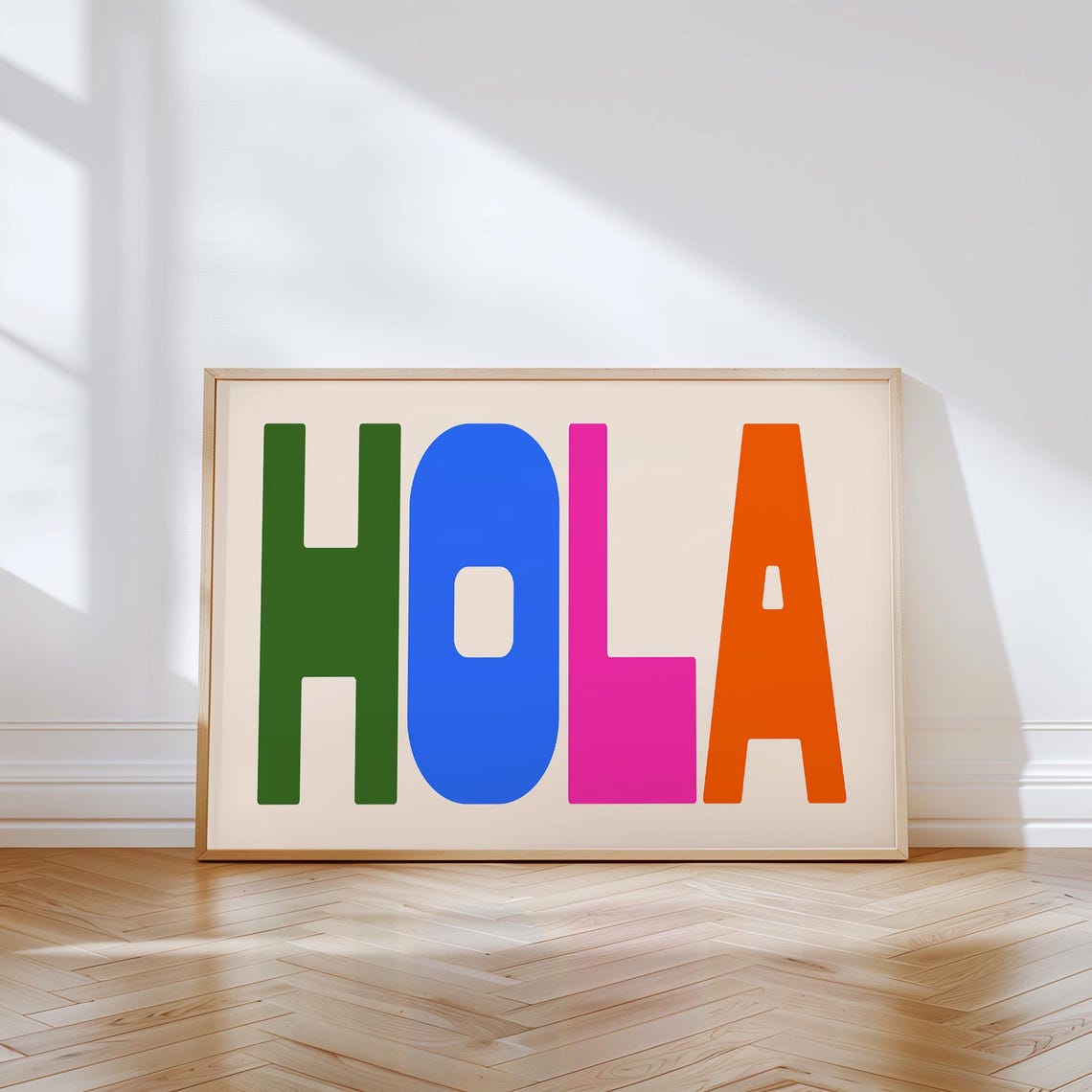 Hola Colourful Typography Art Bold Modern Rainbow Letters Poster - Image 4