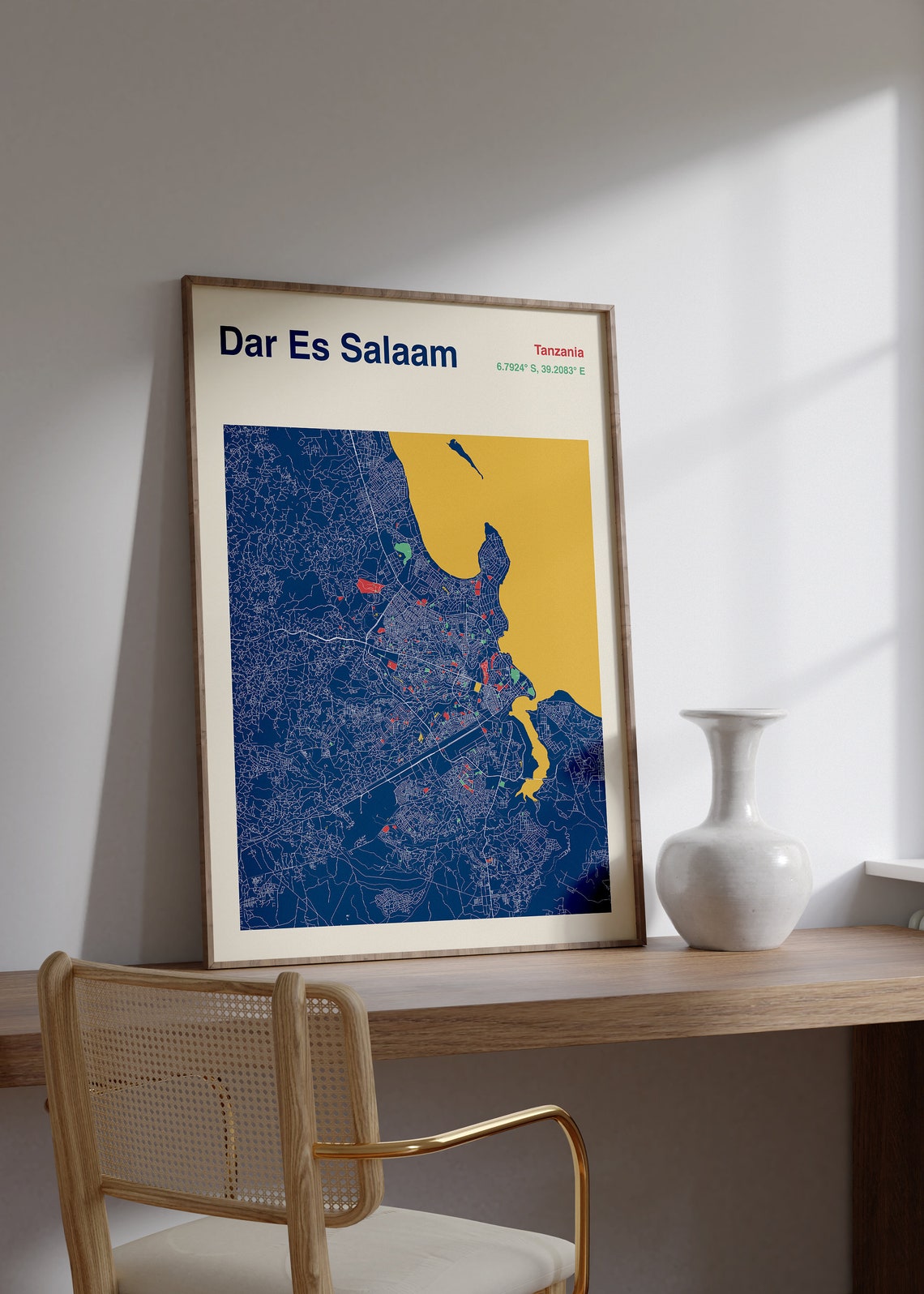Dar Es Salaam Tanzania Navy Coastal City Map Art Poster Coastal Decor - Image 2
