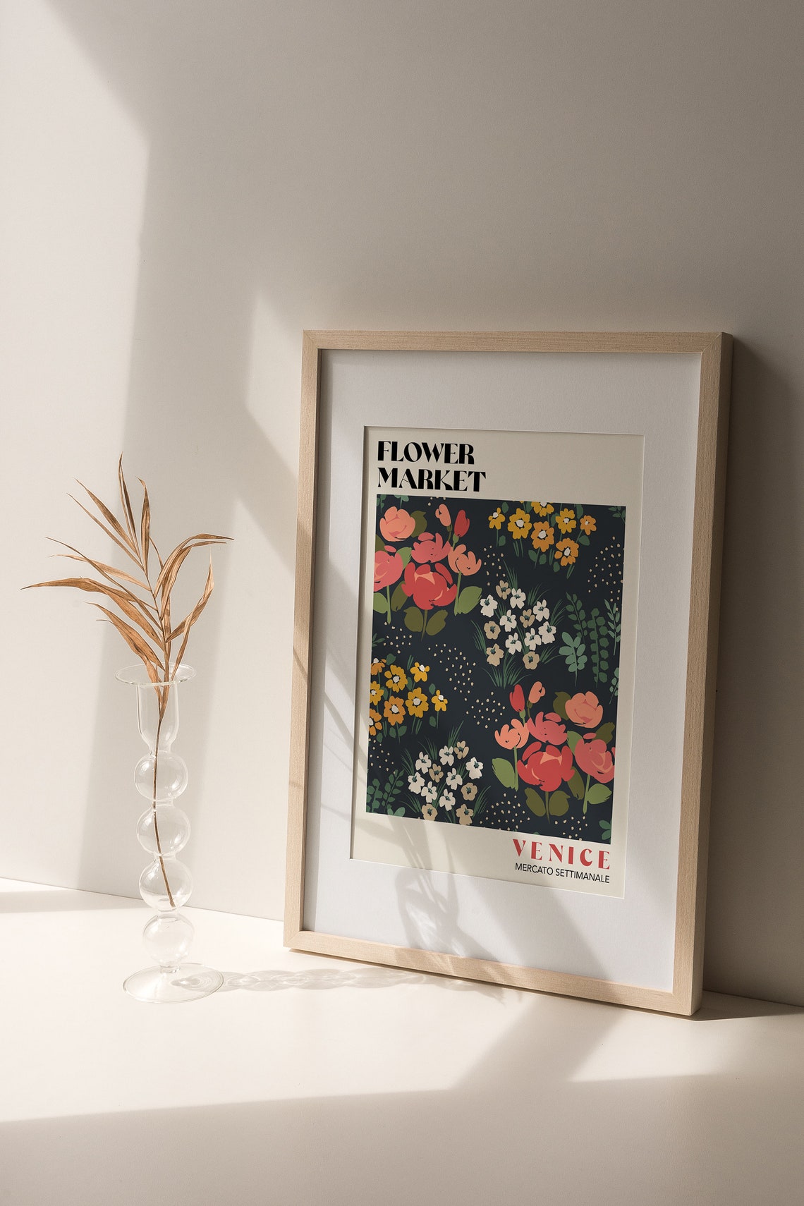 Flower Market Print Flower Market Venice Poster Bright Flowers Art Poster Retro 70s Flower Market Boho Flower Market Print F026 - Image 2