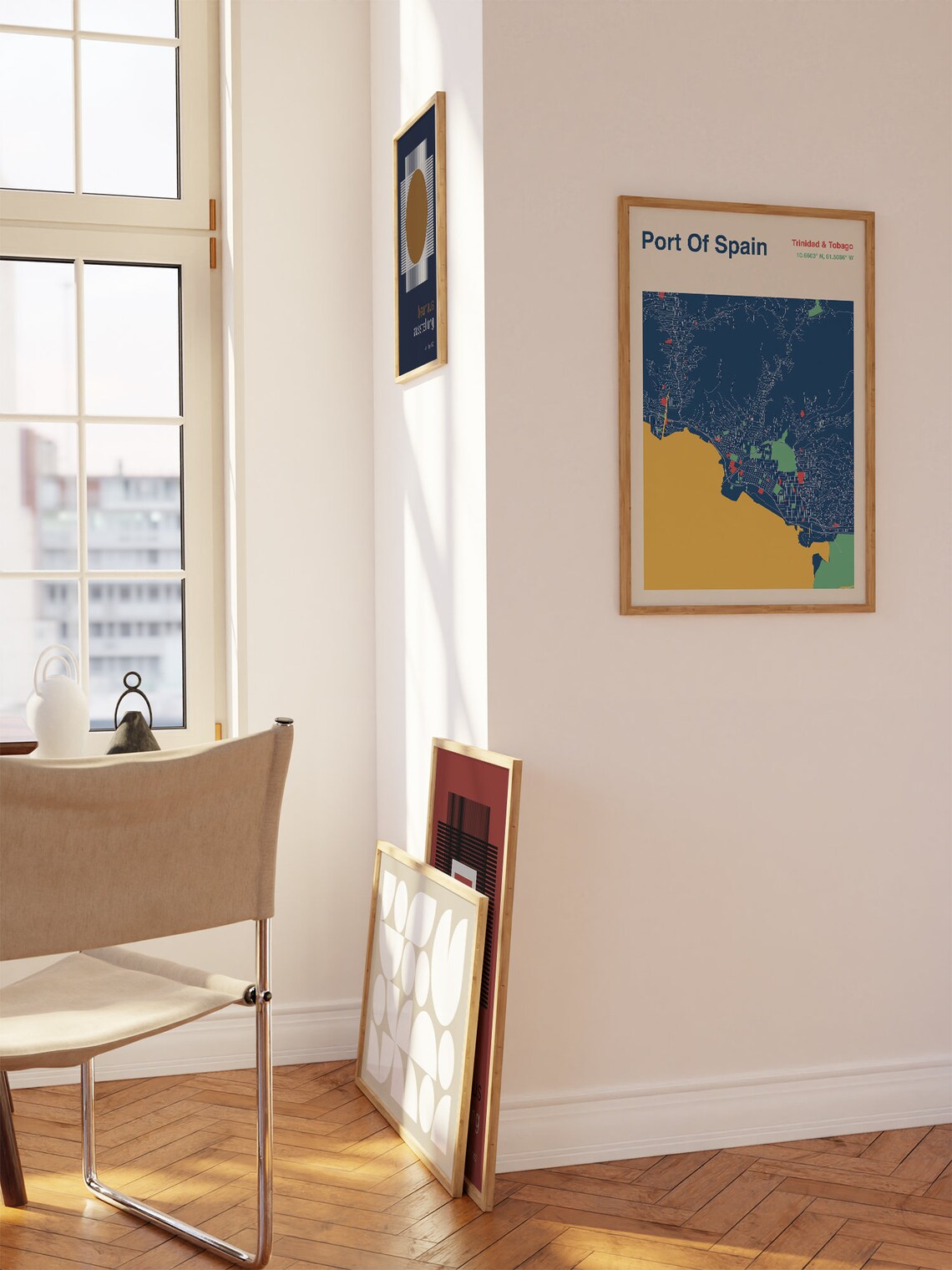 Port Of Spain Map Print, Mid-Century Style - Image 2