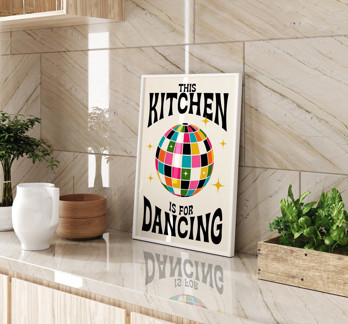 This Kitchen Is For Dancing Art Print, Retro Poster - Image 3