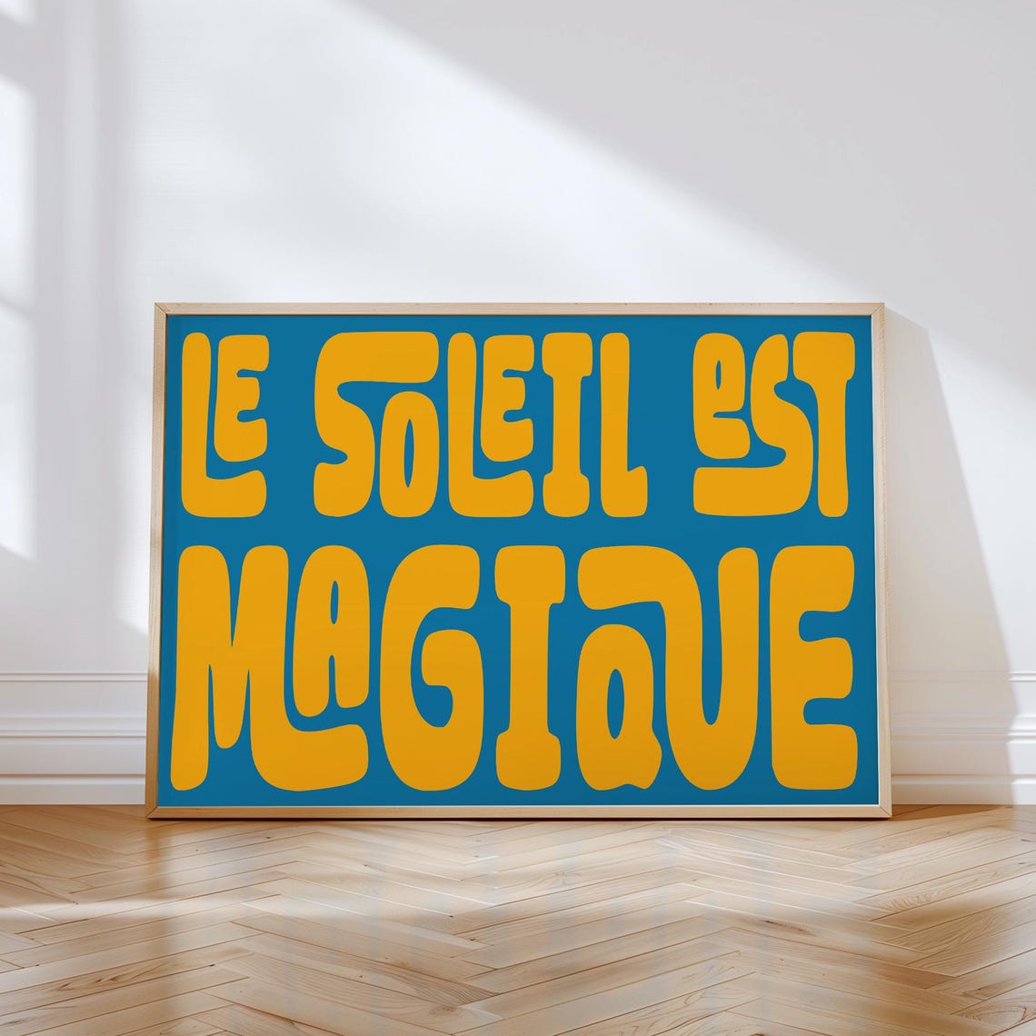 Le Soleil Est Magique Pink on Orange French Sunshine Quote Poster - Image 2