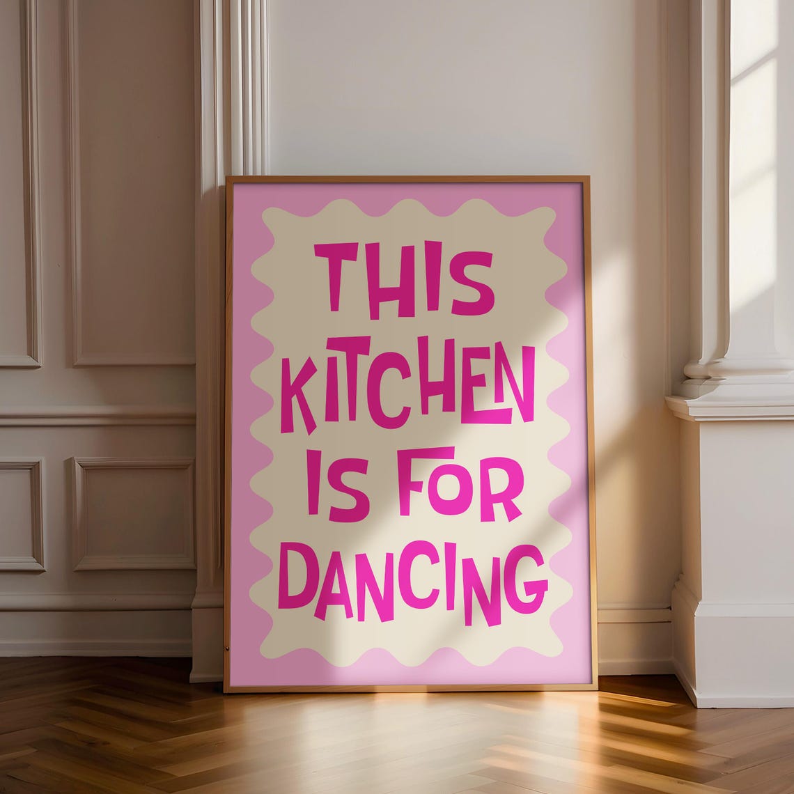 This Kitchen Is For Dancing Pink Retro Kitchen Prints Kitchen Disco Poster Trendy Typography Retro Wall Art D005 - Image 4