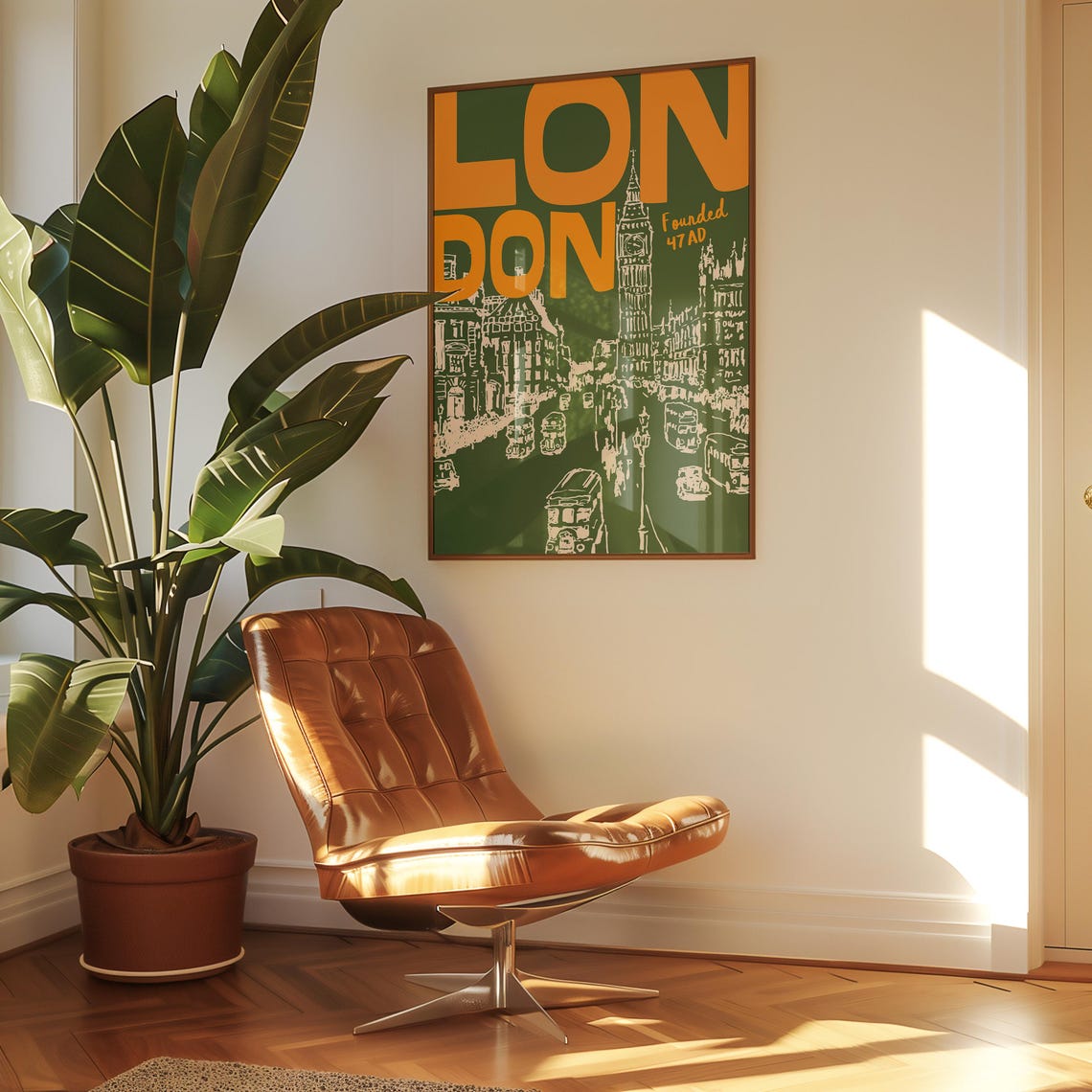 Retro London Travel Print Mid Century London Print Trendy London Travel Poster London Wall Art Tr203 - Image 3