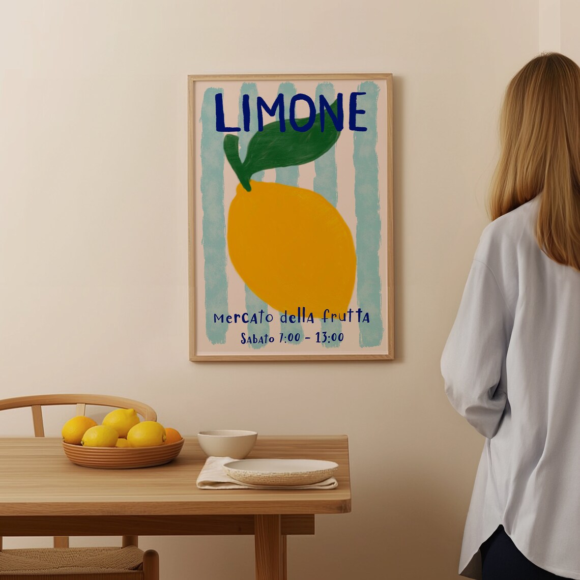 Hand Drawn Lemon Art Print, Mid-Century Kitchen Decor - Image 3