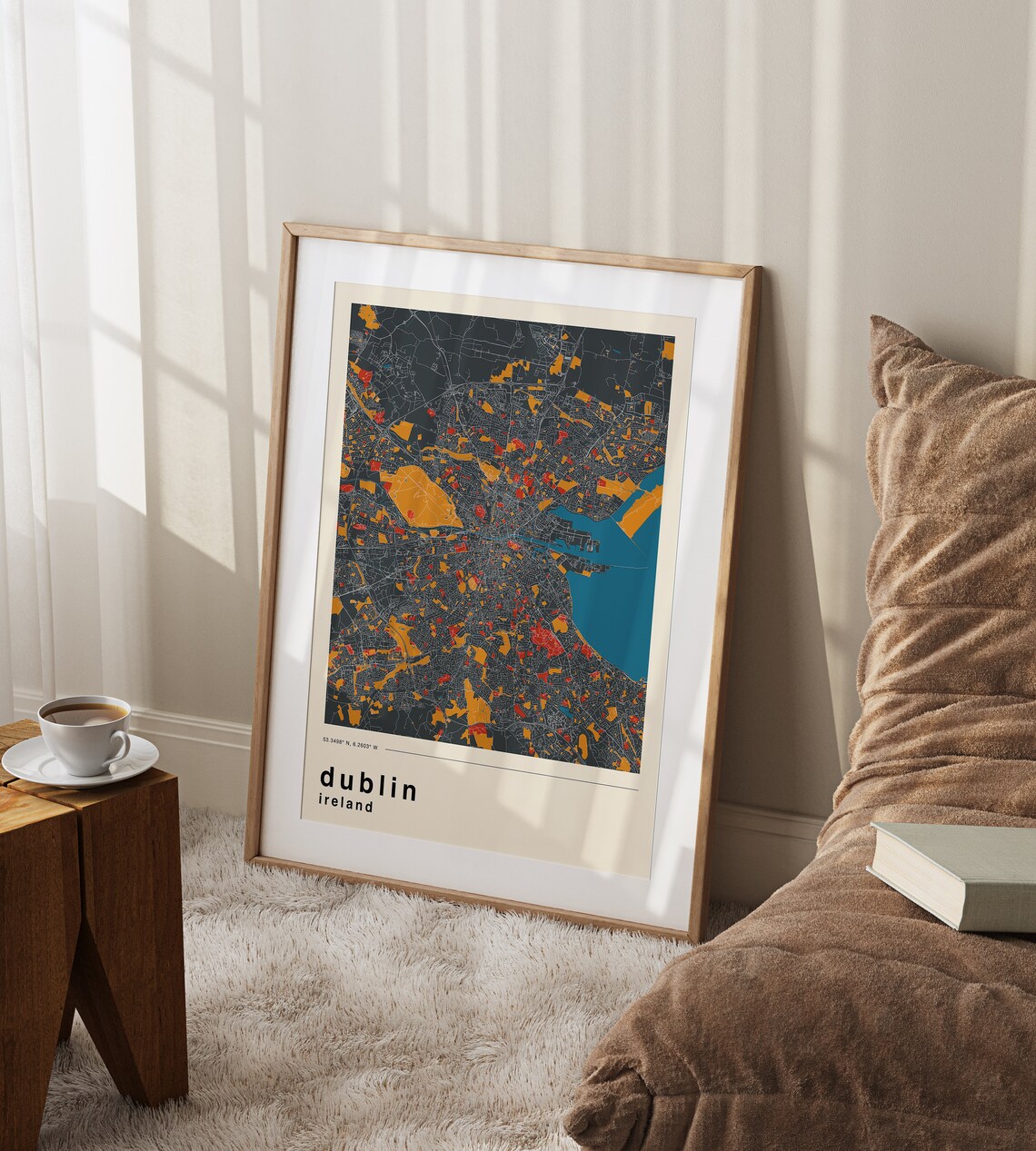 Dublin Ireland Retro Dark Charcoal Colorful City Map Travel Poster - Image 3