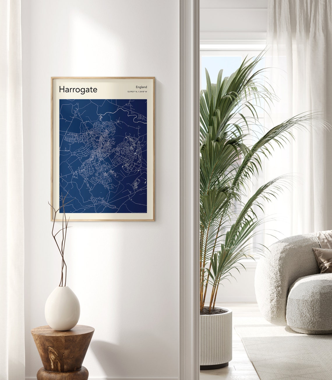 Elegant Harrogate England Teal and Cream Minimalist City Map Poster - Image 2