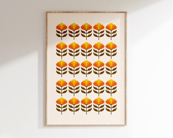 Mid Century Flower Art Print Retro Flower Poster Mid Century Modern Wall Art Geometric Print Scandinavian Minimalist Art Print Mid132