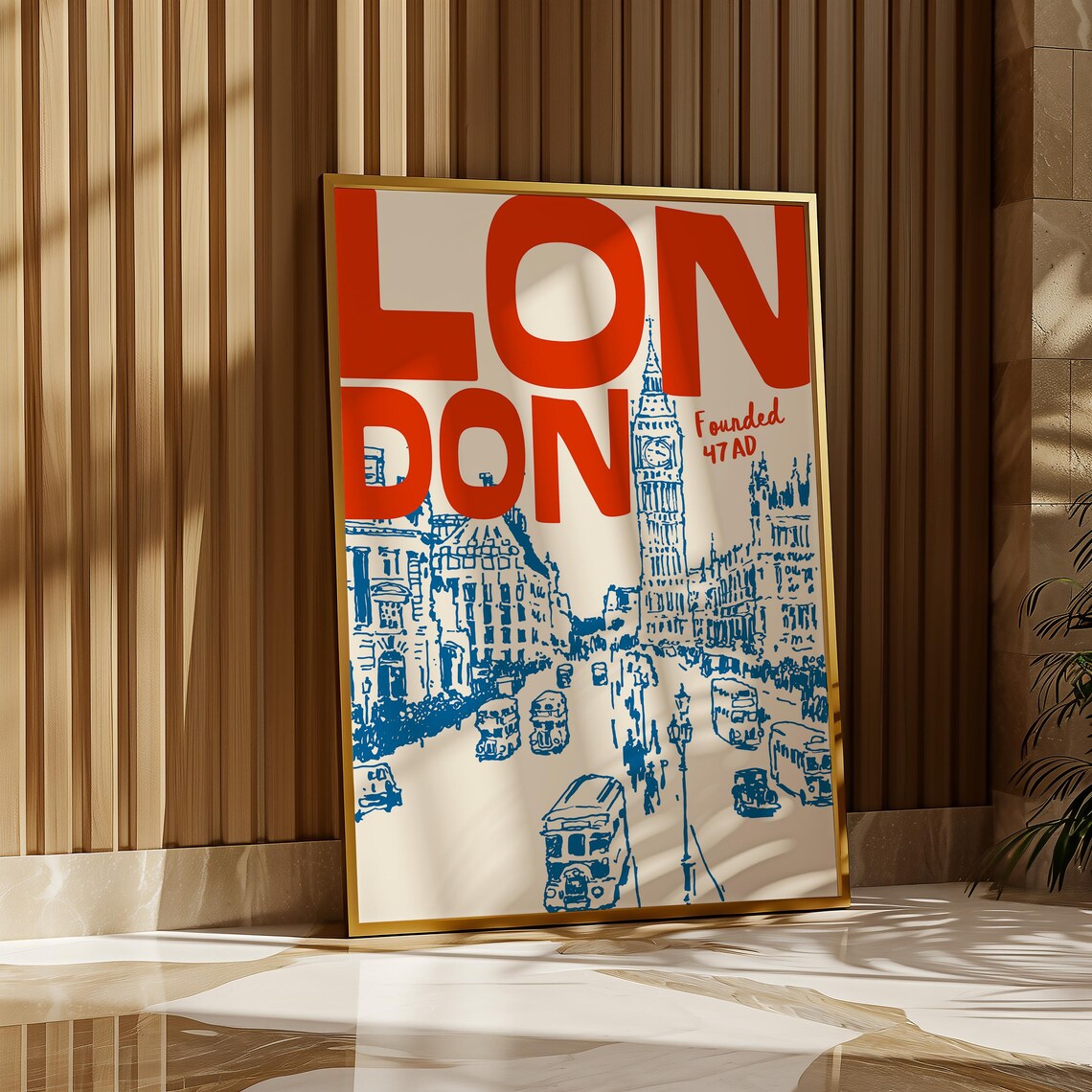 London Retro Travel Poster, Mid-Century Travel Print - Image 3
