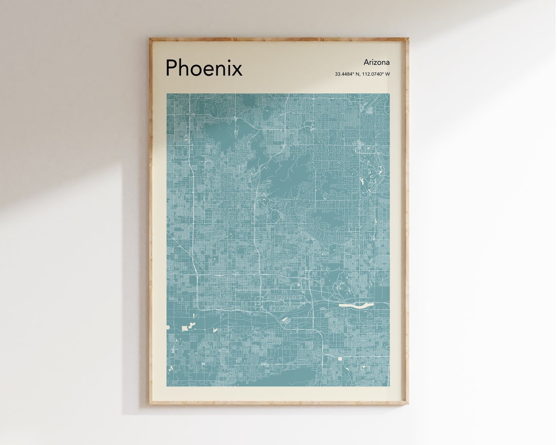 Phoenix Arizona City Street Map Sage Green Minimalist Art Print