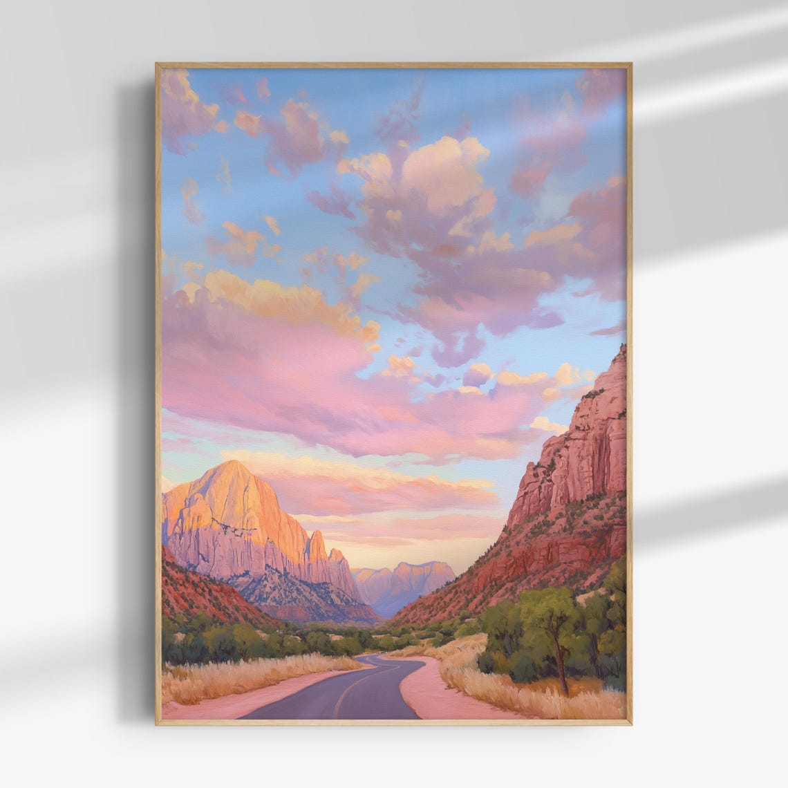 Desert Canyon Road Sunset Red Rock Landscape Painting Art Poster - Image 4