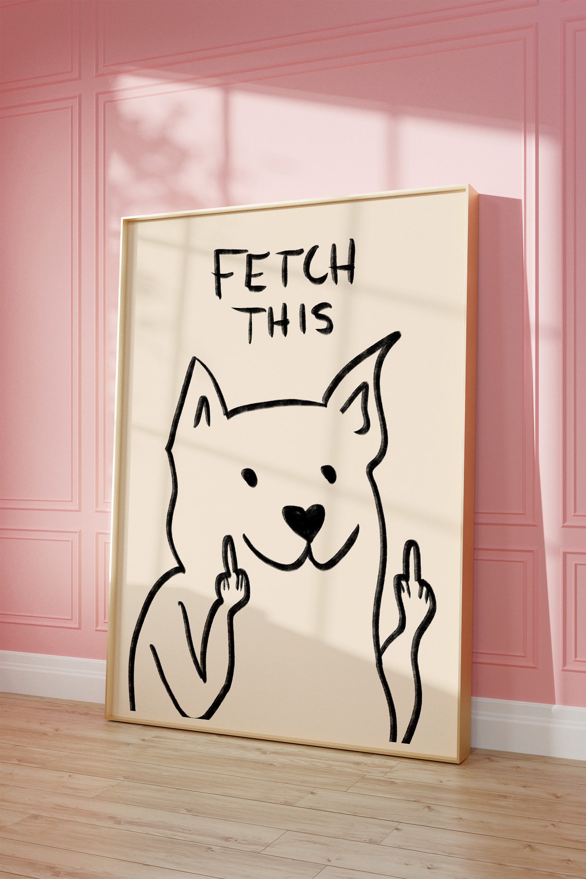 Fetch This Funny Dog Hand Drawn Sassy Pup Line Drawing Poster - Image 2