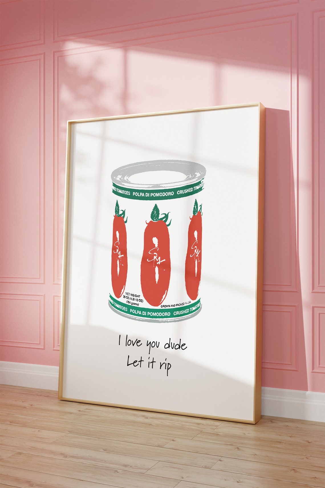 Italian Crushed Tomato Can Food Art with Let It Rip Kitchen Poster - Image 2