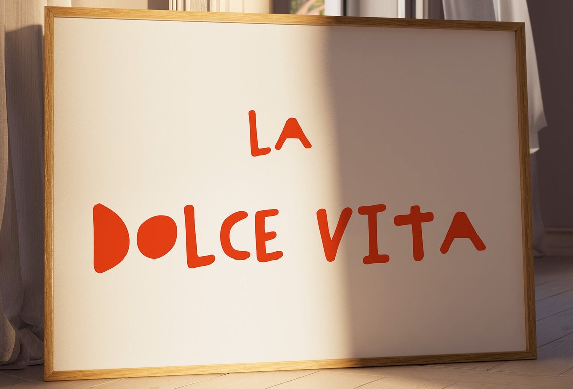 La Dolce Vita Hand Drawn Red Typography Italian Quote Art Poster - Image 3