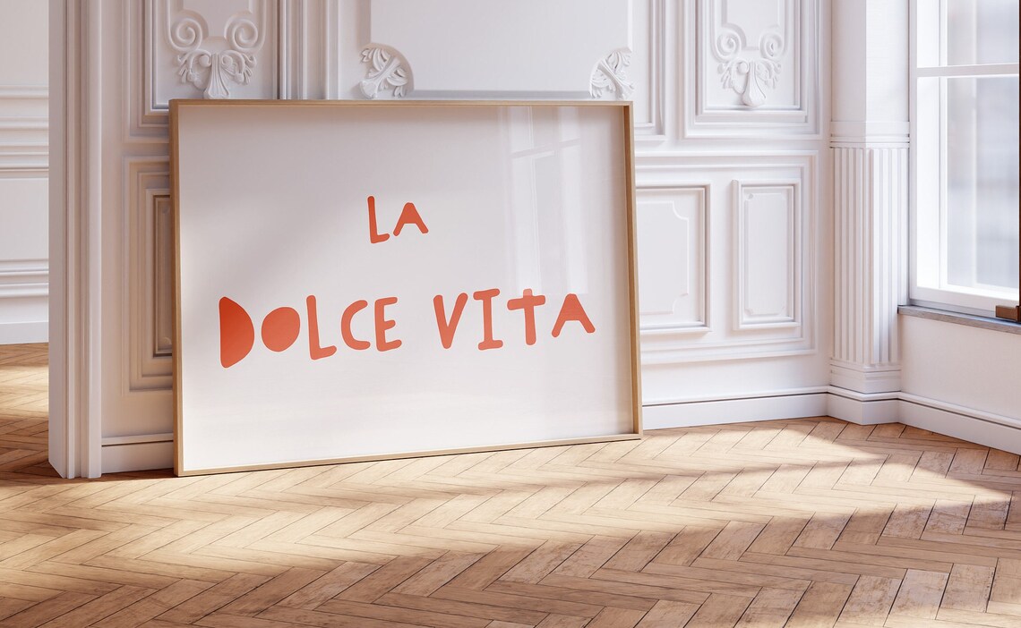 La Dolce Vita Hand Drawn Red Typography Italian Quote Art Poster - Image 2