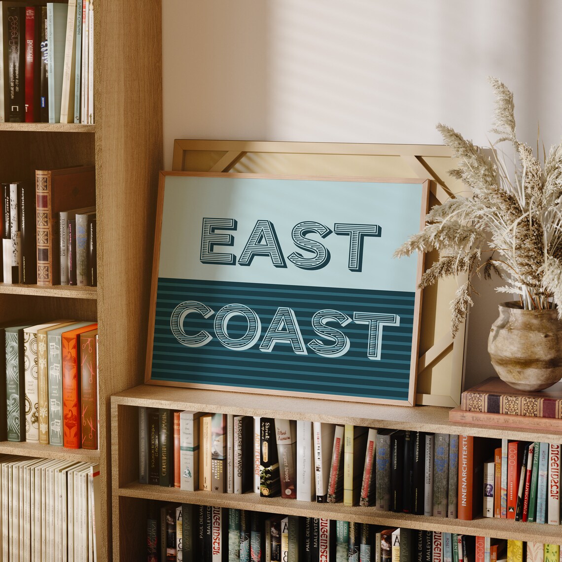 East Coast Bold Retro Two Tone Blue Minimalist Coastal Poster - Image 2