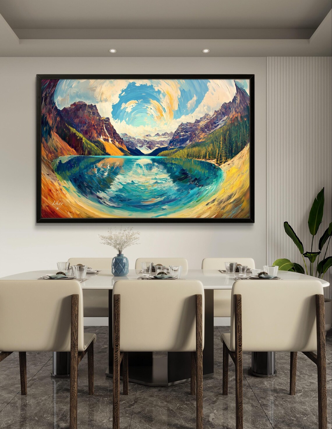 Banff National Park Turquoise Lake Rocky Mountain View Poster - Image 2