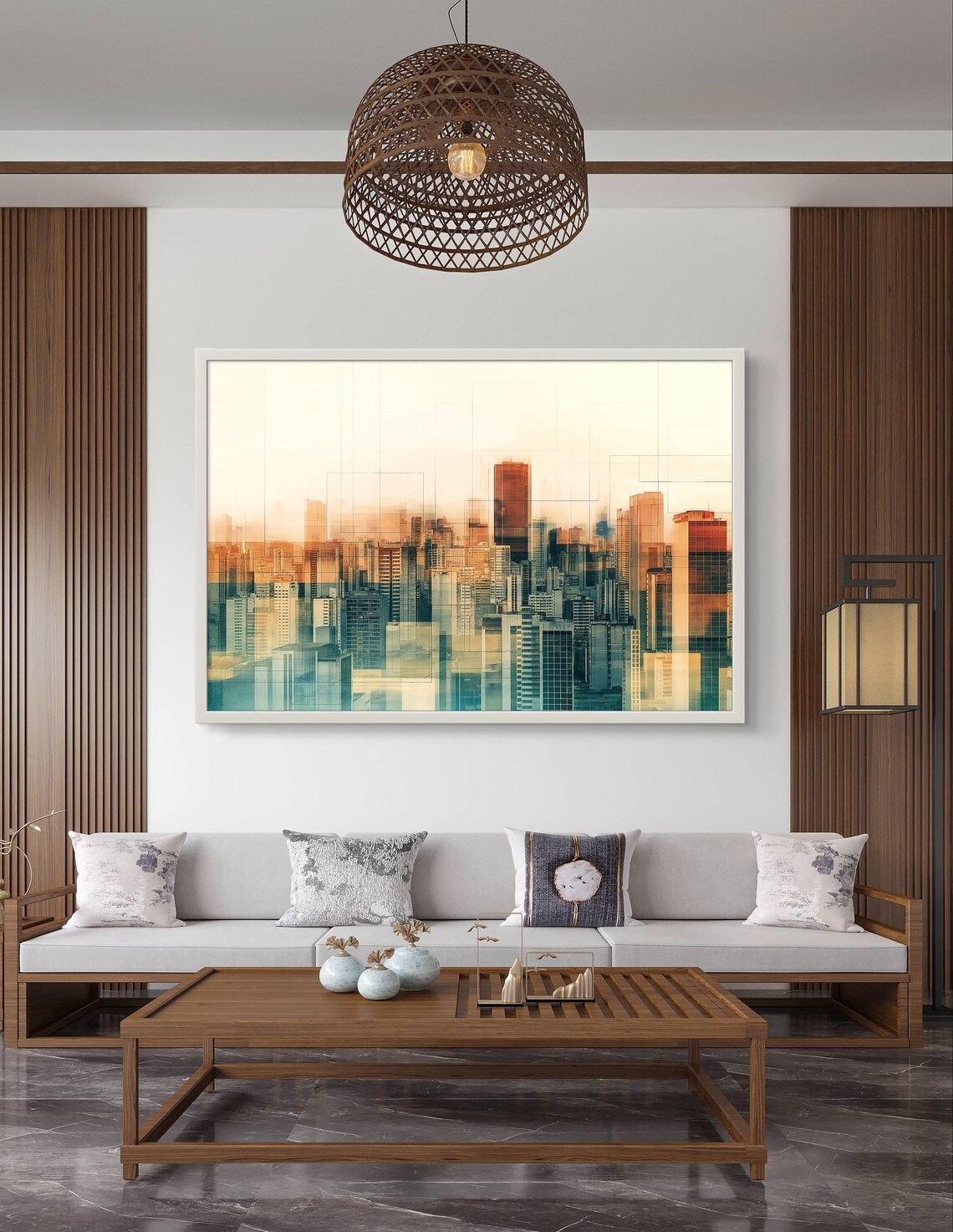 Sao Paulo Skyline in Warm Abstract Golden Modern Cityscape Poster - Image 3