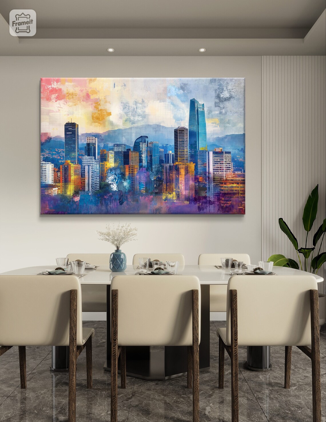Bogota Colombia Skyline with Andes Mountains in Colorful Hues Poster - Image 3