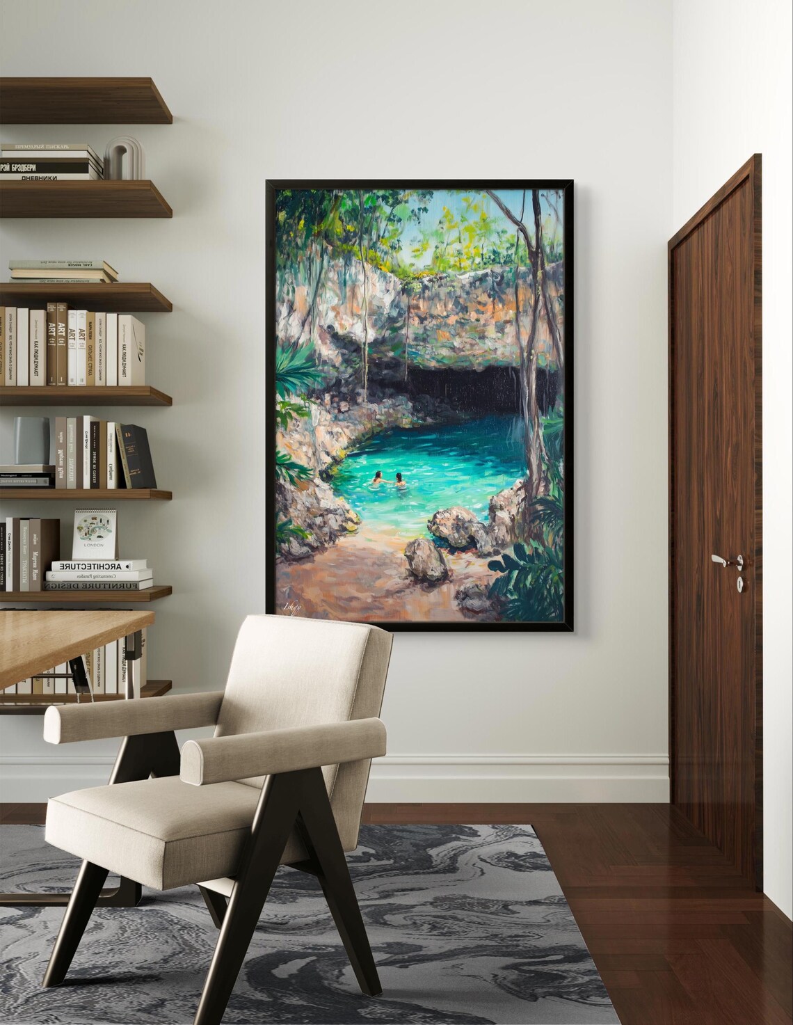 Yucatan Cenote Swimmers Turquoise Jungle Pool Hidden Nature Poster - Image 2