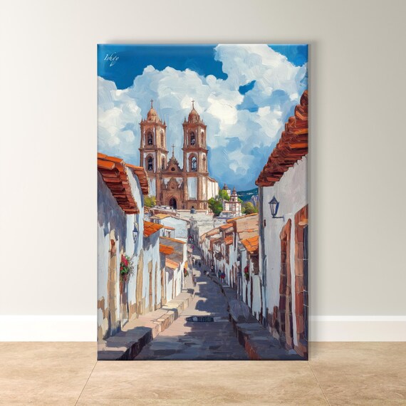 Santa Prisca Church Taxco Mexico Cobblestone Street View Poster