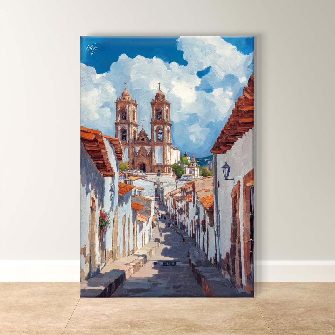 Santa Prisca Church Taxco Mexico Cobblestone Street View Poster